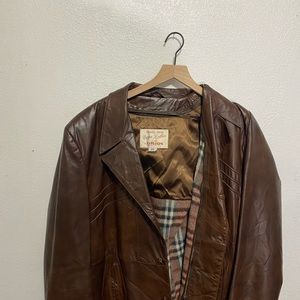 Men Brown Leather Jacket Size 44